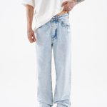 Baggy Relaxed Light Blue Ethnical Patterned Jeans