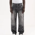 Patterned Jacquard Baggy Denim Pants